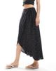 Pieces Pieces wrap midi skirt in black spot print - 2