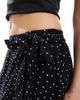 Pieces Pieces wrap midi skirt in black spot print - 4
