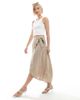 Pieces Pieces wrap midi skirt in crockery beige spot print-Neutral - 1