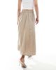Pieces Pieces wrap midi skirt in crockery beige spot print-Neutral - 2