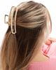 Pieces Pieces XL rectangle pearl hair claw clip in white gold - 3