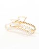 Pieces Pieces XL rectangle pearl hair claw clip in white gold - 4
