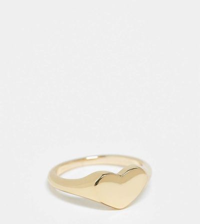 Pieces Plus Pieces Curve 18k plated heart signet ring in gold