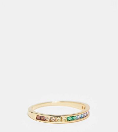 Pieces Plus Pieces Curve 18k plated rainbow stacking ring in gold