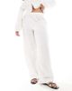 Pieces Plus Pieces Curve crinkle cotton wide leg pants in cloud white - part of a set - 2