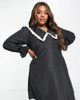 Pieces Plus Pieces Curve exclusive oversized collar contrast trim mini dress in black - 1