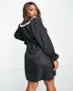 Pieces Plus Pieces Curve exclusive oversized collar contrast trim mini dress in black - 2