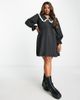 Pieces Plus Pieces Curve exclusive oversized collar contrast trim mini dress in black - 4