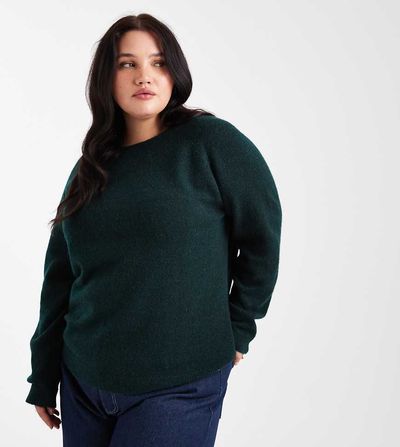 Pieces Plus Pieces Curve high neck sweater in deep green