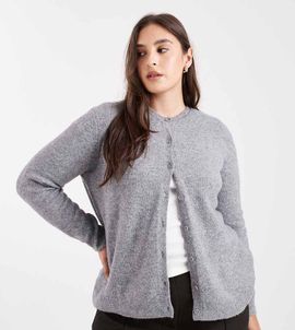 Pieces Plus Pieces Curve knit cardigan in medium heather gray
