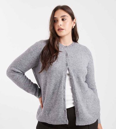 Pieces Plus Pieces Curve knit cardigan in medium heather gray