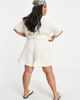 Pieces Plus Pieces Curve longline coordinating shorts in cream-White - 2