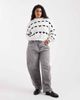 Pieces Plus Pieces Curve patterned heart knit sweater in black and white - 2