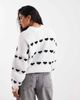 Pieces Plus Pieces Curve patterned heart knit sweater in black and white - 3