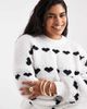 Pieces Plus Pieces Curve patterned heart knit sweater in black and white - 4