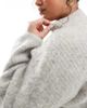 Pieces Plus Pieces Curve premium longline fluffy knit sweater with wide cuffs in light gray melange - 2