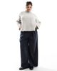 Pieces Plus Pieces Curve premium longline fluffy knit sweater with wide cuffs in light gray melange - 3