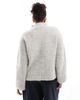 Pieces Plus Pieces Curve premium longline fluffy knit sweater with wide cuffs in light gray melange - 4