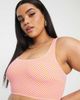 Pieces Plus Pieces Curve scoop neck bikini top in pink checkerboard-Multi - 3