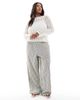 Pieces Plus Pieces Curve self stripe crochet knit crop top in cloud white - 2