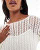 Pieces Plus Pieces Curve self stripe crochet knit crop top in cloud white - 3