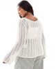 Pieces Plus Pieces Curve self stripe crochet knit crop top in cloud white - 4