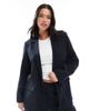 Pieces Plus Pieces Curve tailored blazer in navy pinstripes - part of a set-Black - 1