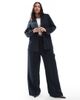 Pieces Plus Pieces Curve tailored blazer in navy pinstripes - part of a set-Black - 2