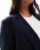 Pieces Plus Pieces Curve tailored blazer in navy pinstripes - part of a set-Black - 3