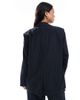 Pieces Plus Pieces Curve tailored blazer in navy pinstripes - part of a set-Black - 4