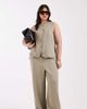 Pieces Plus PIECES Curve tailored high waist wide leg pants in pale khaki green - part of a set - 1