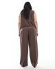 Pieces Plus PIECES Curve tailored multiway button leg pants in chocolate brown - part of a set - 2