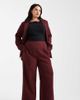 Pieces Plus Pieces Curve tailored pants in burgundy pinstripe - part of a set - 1