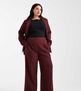 Pieces Plus Pieces Curve tailored pants in burgundy pinstripe - part of a set