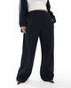 Pieces Plus Pieces Curve tailored pants in navy pinstripes - part of a set-Black - 2