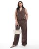 Pieces Plus PIECES Curve tailored vest in chocolate brown - part of a set - 4