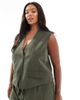 Pieces Plus Pieces Curve tailored vest in khaki green - part of a set - 1