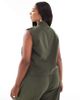 Pieces Plus Pieces Curve tailored vest in khaki green - part of a set - 4