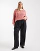 Pieces Plus Pieces Curve textured detail knit sweater in contrast red and cream - 2