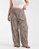 Pieces Plus PIECES Curve wide leg plisse pants in brown animal print - 2