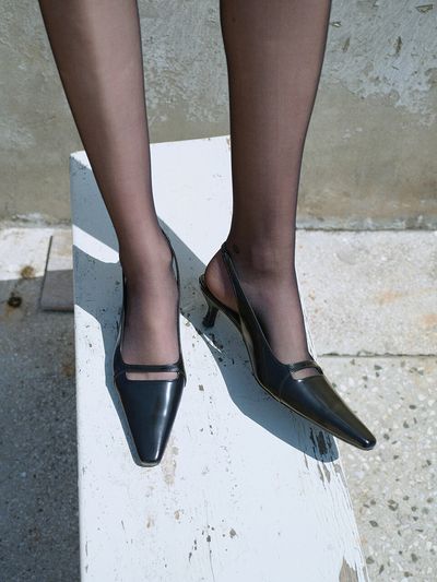pieton CARA Slingback Pumps_Box Black