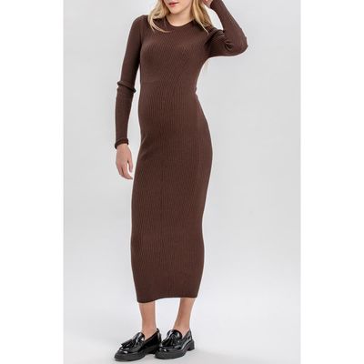 Pietro Brunelli Maternity Pietro Brunelli Maternity Stella Long Sleeve Rib Body-Con Maternity Dress