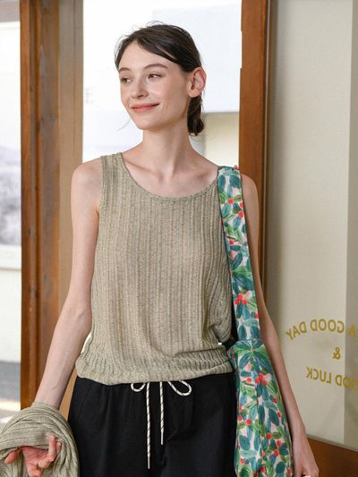 Pigment Nature Ribbed Sleeveless Top (PBE03S-DVTW005)