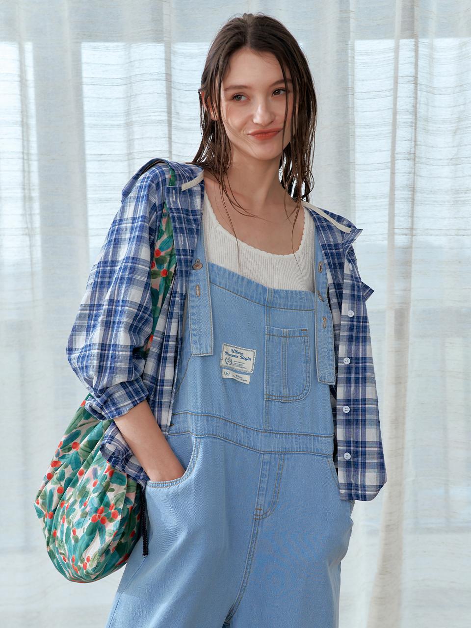 Pigment Rain Check Hooded Jacket [Blue] (PBE04M-WNBW010)