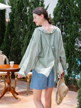 Pigment See-through Back Ribbon Blouse (PBDM-WBLW005)