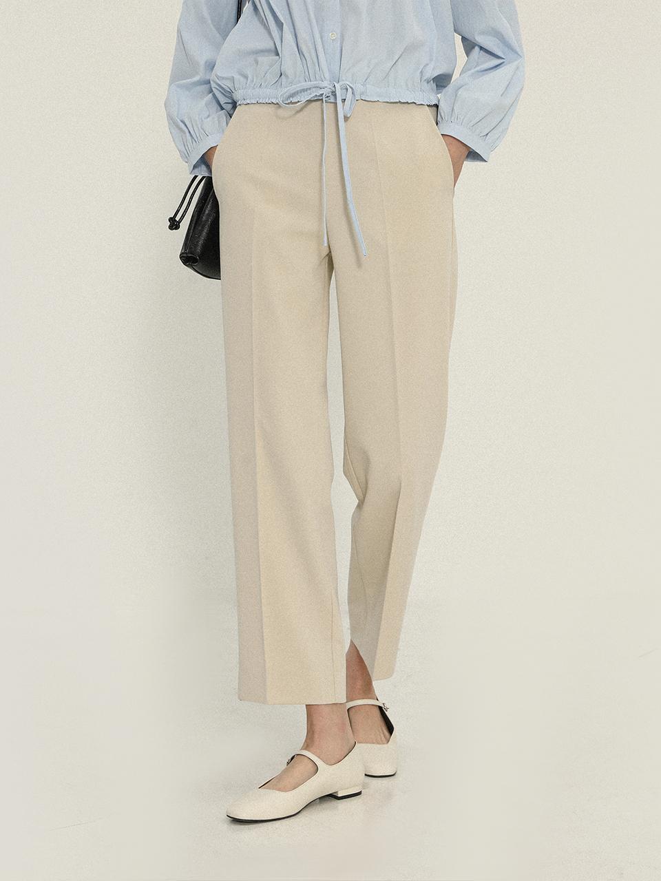 Pigment Semi-elastic Waistband Slit Slacks (PBD08M-WSLW001)