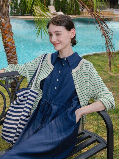 Pigment Stripe Two-Button Cardigan (PBE04S-NCDW001)