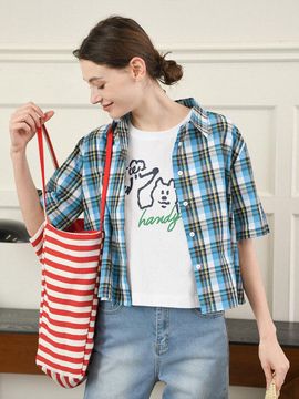 Pigment Water Crop Check Button-Down Shirt (PBE04S-WNBW001)