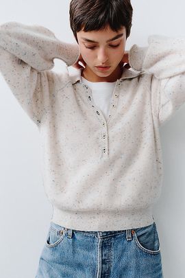 Pilcro 100% Cashmere Henley Sweater