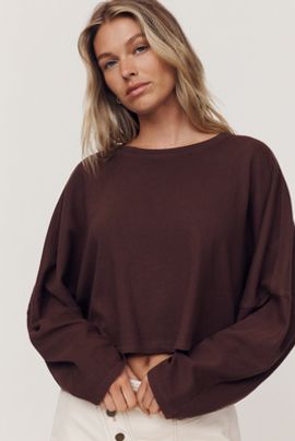 Pilcro 100% Cotton Cropped Long-Sleeve Top